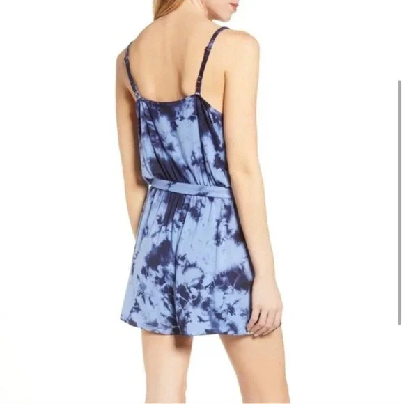 NWT BP Tiedye Belted Romper in Blue - Picture 3 of 7